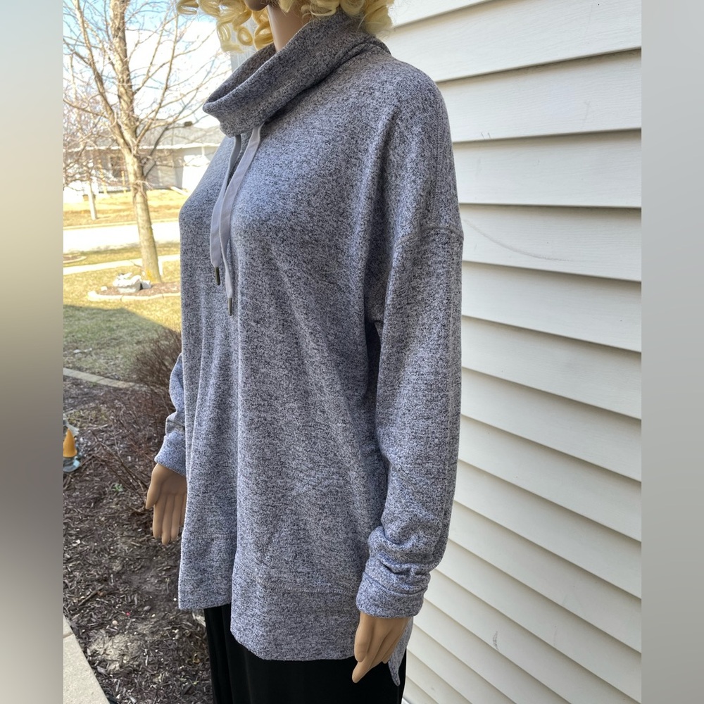Old Navy Gray Large Funnel-Neck Sweater Long Sleeves Oversized Extra Long Large - Picture 6 of 15